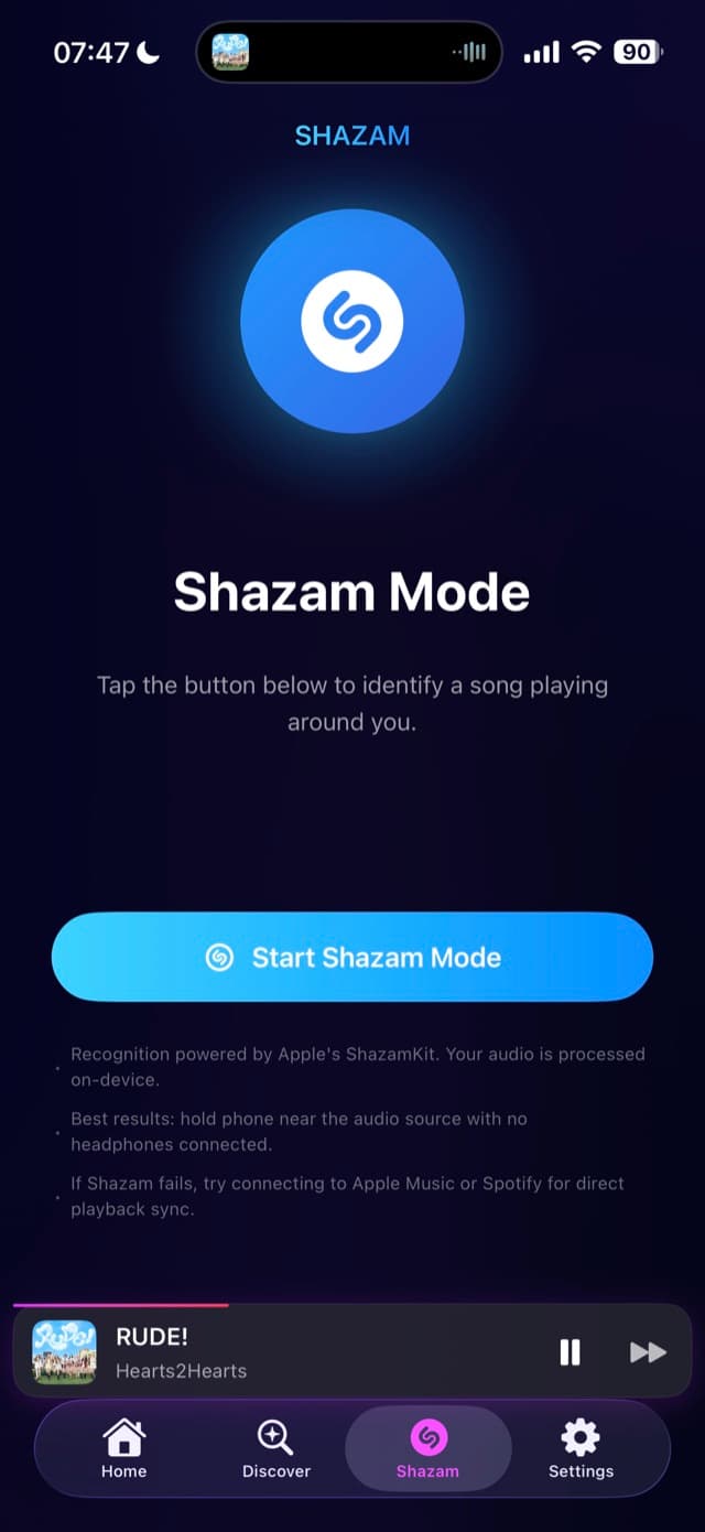 Lyrical Shazam Mode
